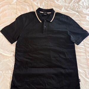 Boss Black Polo Shirt with Cream Accents